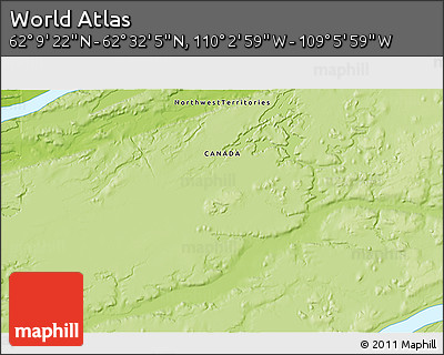 Physical 3D Map of the Area around 62° 20' 44" N, 109° 34' 29" W