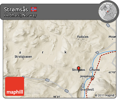 Shaded Relief Map of Strømsås