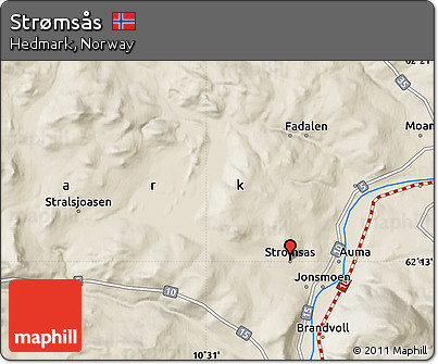 Shaded Relief Map of Strømsås