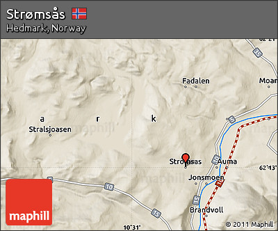 Shaded Relief Map of Strømsås