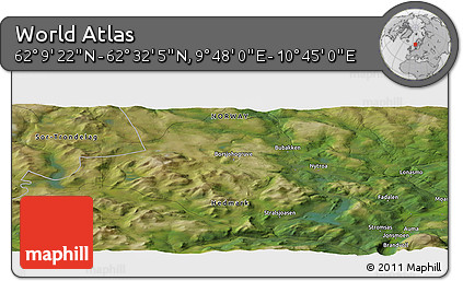 Satellite Panoramic Map of the Area around 62° 20' 44" N, 10° 16' 30" E