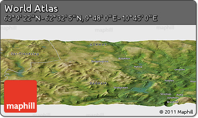 Satellite Panoramic Map of the Area around 62° 20' 44" N, 10° 16' 30" E