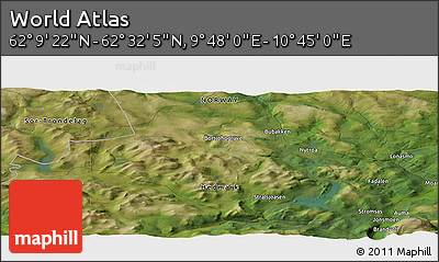 Satellite Panoramic Map of the Area around 62° 20' 44" N, 10° 16' 30" E