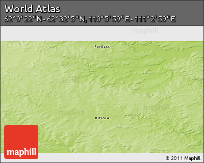 Physical 3D Map of the Area around 62° 20' 44" N, 110° 34' 29" E