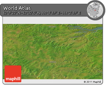 Satellite 3D Map of the Area around 62° 20' 44" N, 110° 34' 29" E