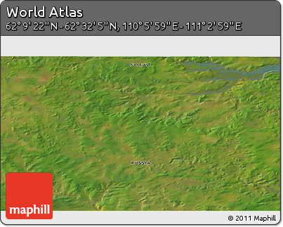 Satellite 3D Map of the Area around 62° 20' 44" N, 110° 34' 29" E