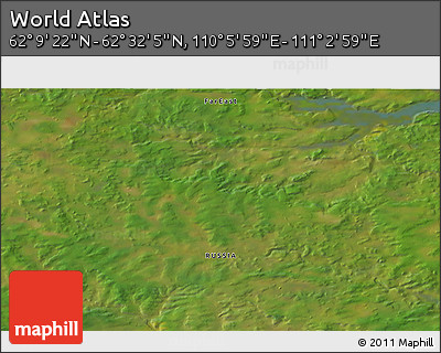Satellite 3D Map of the Area around 62° 20' 44" N, 110° 34' 29" E