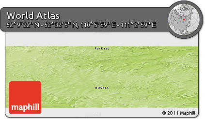 Physical Panoramic Map of the Area around 62° 20' 44" N, 110° 34' 29" E