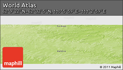 Physical Panoramic Map of the Area around 62° 20' 44" N, 110° 34' 29" E