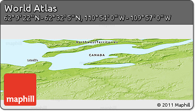 Physical Panoramic Map of the Area around 62° 20' 44" N, 110° 25' 30" W