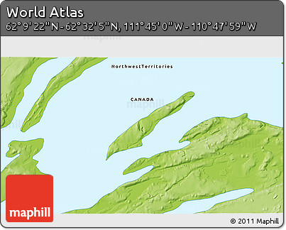 Physical 3D Map of the Area around 62° 20' 44" N, 111° 16' 30" W