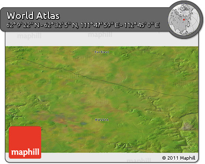 Satellite 3D Map of the Area around 62° 20' 44" N, 112° 16' 30" E
