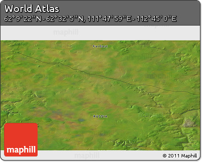 Satellite 3D Map of the Area around 62° 20' 44" N, 112° 16' 30" E