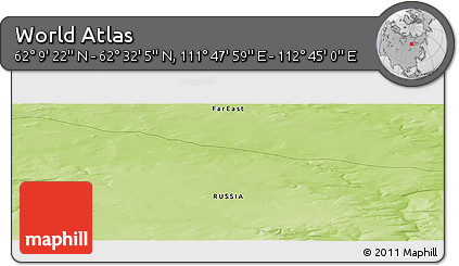 Physical Panoramic Map of the Area around 62° 20' 44" N, 112° 16' 30" E