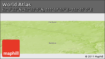 Physical Panoramic Map of the Area around 62° 20' 44" N, 112° 16' 30" E