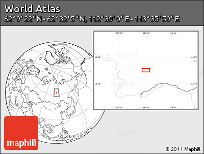 Blank Location Map of the Area around 62° 20' 44" N, 113° 7' 30" E