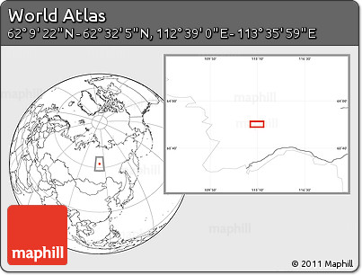 Blank Location Map of the Area around 62° 20' 44" N, 113° 7' 30" E