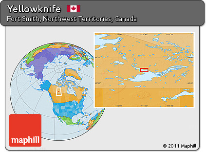 Political Location Map of Yellowknife
