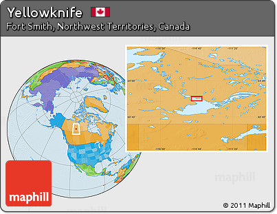 Political Location Map of Yellowknife
