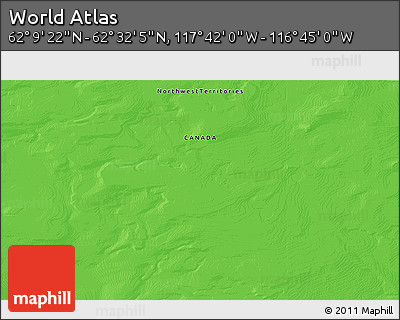 Political 3D Map of the Area around 62° 20' 44" N, 117° 13' 29" W