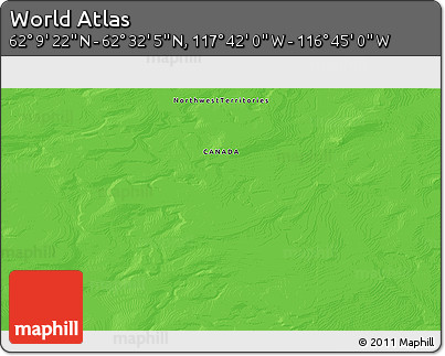 Political 3D Map of the Area around 62° 20' 44" N, 117° 13' 29" W