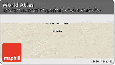 Shaded Relief Panoramic Map of the Area around 62° 20' 44" N, 117° 13' 29" W