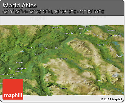 Satellite 3D Map of the Area around 62° 20' 44" N, 11° 7' 30" E
