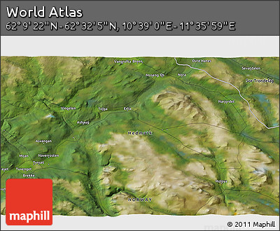Satellite 3D Map of the Area around 62° 20' 44" N, 11° 7' 30" E