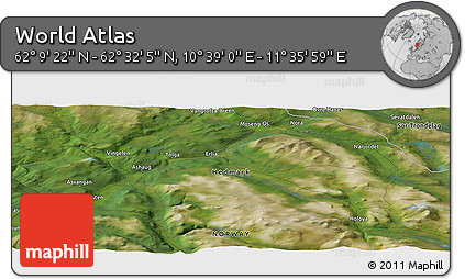 Satellite Panoramic Map of the Area around 62° 20' 44" N, 11° 7' 30" E
