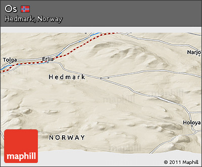 Shaded Relief Panoramic Map of Os