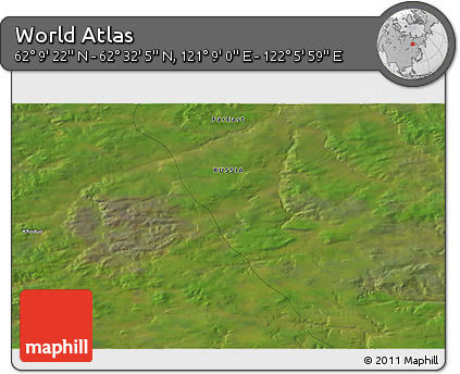 Satellite 3D Map of the Area around 62° 20' 44" N, 121° 37' 30" E