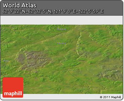 Satellite 3D Map of the Area around 62° 20' 44" N, 121° 37' 30" E