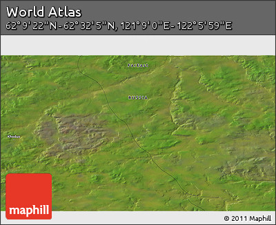 Satellite 3D Map of the Area around 62° 20' 44" N, 121° 37' 30" E