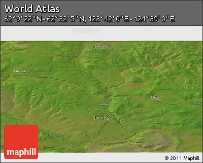 Satellite 3D Map of the Area around 62° 20' 44" N, 124° 10' 30" E