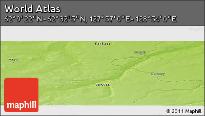 Physical Panoramic Map of the Area around 62° 20' 44" N, 128° 25' 30" E