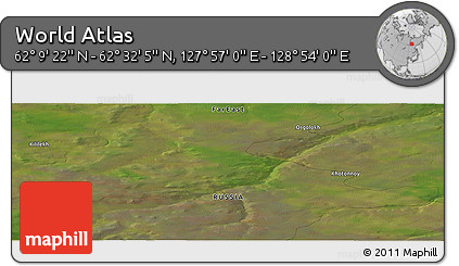 Satellite Panoramic Map of the Area around 62° 20' 44" N, 128° 25' 30" E