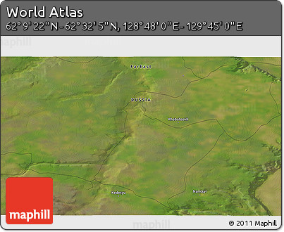 Satellite 3D Map of the Area around 62° 20' 44" N, 129° 16' 30" E