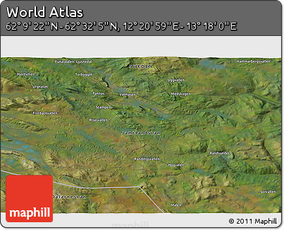 Satellite 3D Map of the Area around 62° 20' 44" N, 12° 49' 29" E