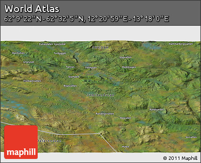 Satellite 3D Map of the Area around 62° 20' 44" N, 12° 49' 29" E