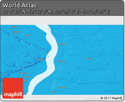 Political 3D Map of the Area around 62° 20' 44" N, 130° 7' 30" E