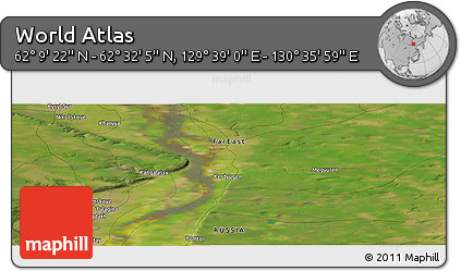 Satellite Panoramic Map of the Area around 62° 20' 44" N, 130° 7' 30" E
