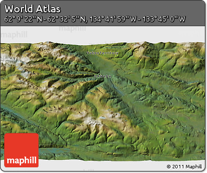 Satellite 3D Map of the Area around 62°&nbsp;20'&nbsp;44"&nbsp;N,&nbsp;134°&nbsp;13'&nbsp;29"&nbsp;W