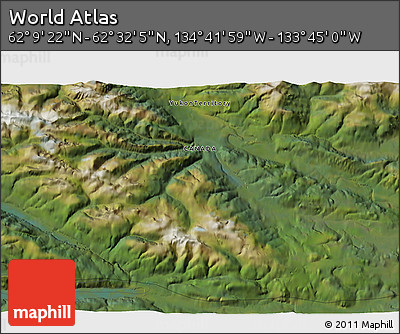 Satellite 3D Map of the Area around 62°&nbsp;20'&nbsp;44"&nbsp;N,&nbsp;134°&nbsp;13'&nbsp;29"&nbsp;W
