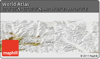 Satellite Panoramic Map of the Area around 62° 20' 44" N, 141° 10' 30" E