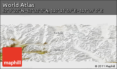 Satellite Panoramic Map of the Area around 62° 20' 44" N, 141° 10' 30" E