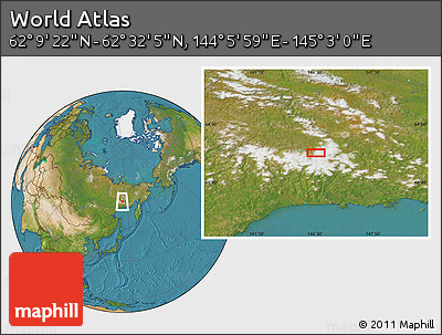 Satellite Location Map of the Area around 62° 20' 44" N, 144° 34' 29" E