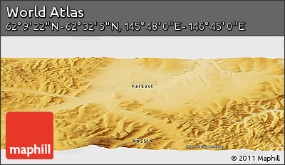 Physical Panoramic Map of the Area around 62° 20' 44" N, 146° 16' 30" E