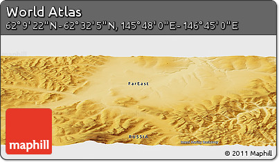 Physical Panoramic Map of the Area around 62° 20' 44" N, 146° 16' 30" E