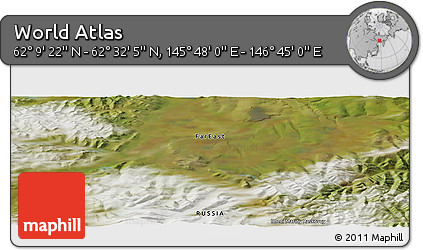 Satellite Panoramic Map of the Area around 62° 20' 44" N, 146° 16' 30" E