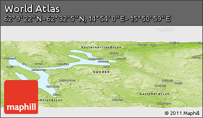 Physical Panoramic Map of the Area around 62° 20' 44" N, 15° 22' 30" E